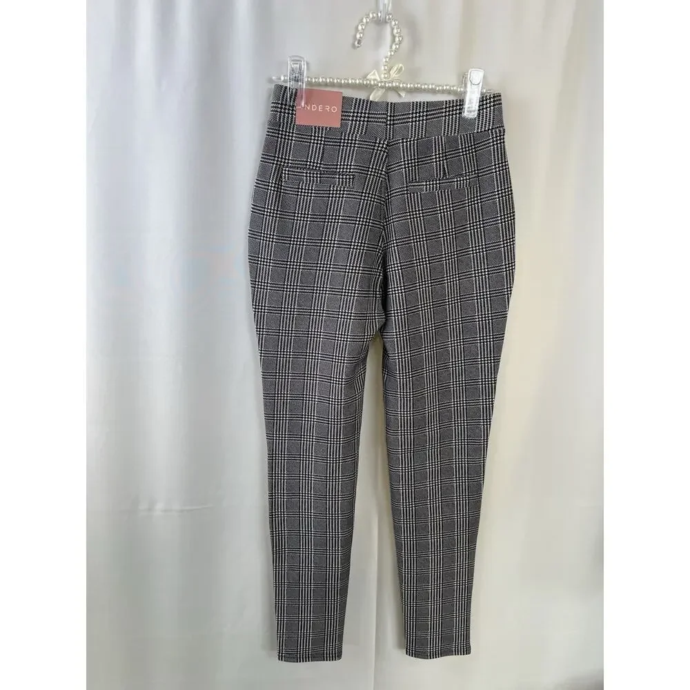 Indero Scuba Pants NWT Black/White Plaid Spandex Women's Size S/M